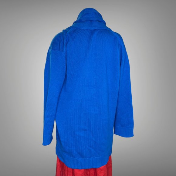 Hermes NWT Cashmere & Cotton Shawl Collar Cardigan EU 40 Blue Smalt Sweater - Picture 6 of 14